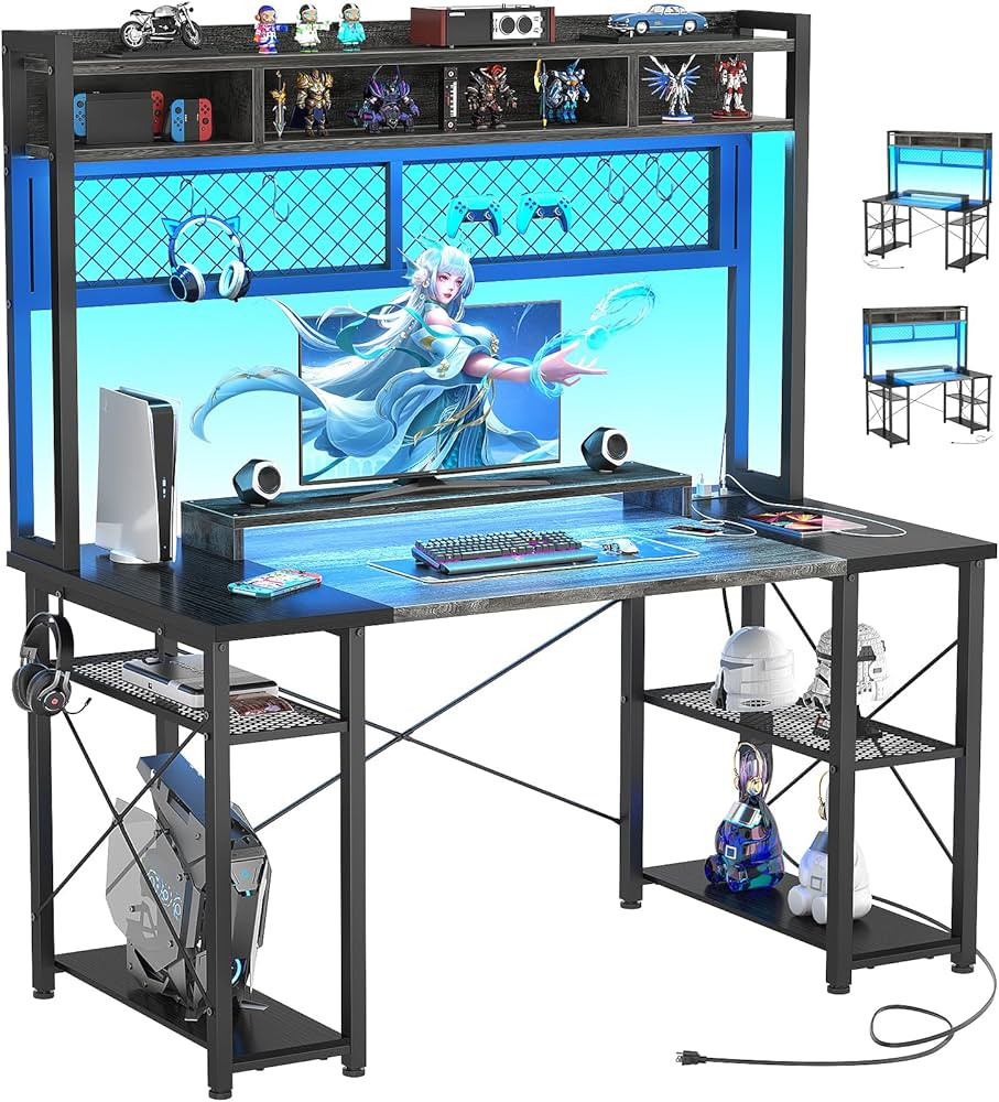 armocity 2024 Upgrade Gaming Desk with Hutch, 48'' Magic Computer Desk with LED and Outlets, Reve... | Amazon (US)