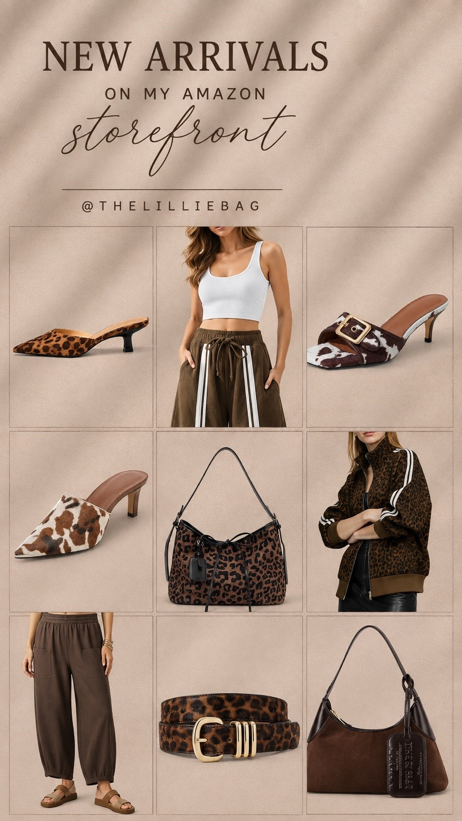 Animal print is having a MAJOR moment for fall 🐆🤎 These Amazon finds make it so easy to work the trend into your wardrobe — from statement shoes + bags to the cutest leopard jacket and accessories. Loving all the rich browns for the season!

Shop these new arrivals in my Amazon Storefront + LTK.

Amazon fashion finds, Amazon new arrivals, fall fashion 2026, animal print trend, leopard print fashion, cow print shoes, leopard print heels, fall shoes for women, Amazon handbags, leopard print bag, fall accessories, fall outfit ideas, Amazon fall outfits, women’s fall fashion, trending Amazon finds

#LTKSeasonal #LTKootd