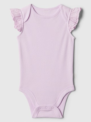 Baby Ribbed Flutter Sleeve Bodysuit | Gap Factory