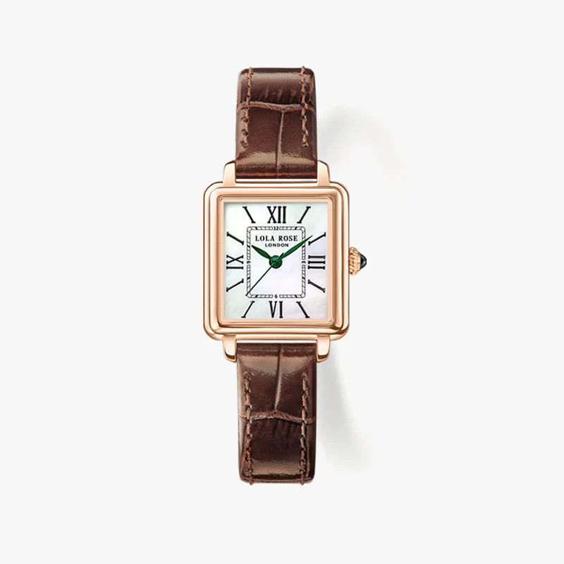 New Cube Mother of Pearl Watch (Green hand) | Lola Rose