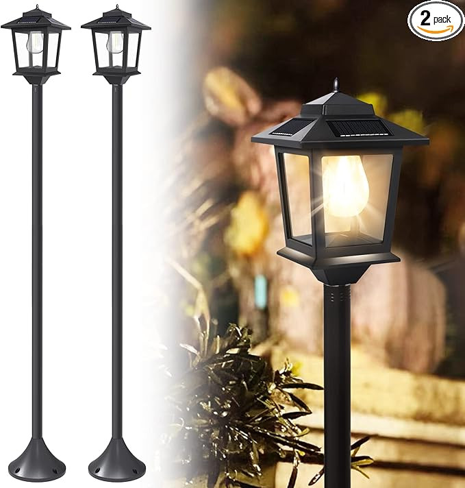 63"Solar Lamp Post Lights 2Pack, Outdoor Waterproof, Pole Outdoor, Decorative Floor Vintage for P... | Amazon (US)