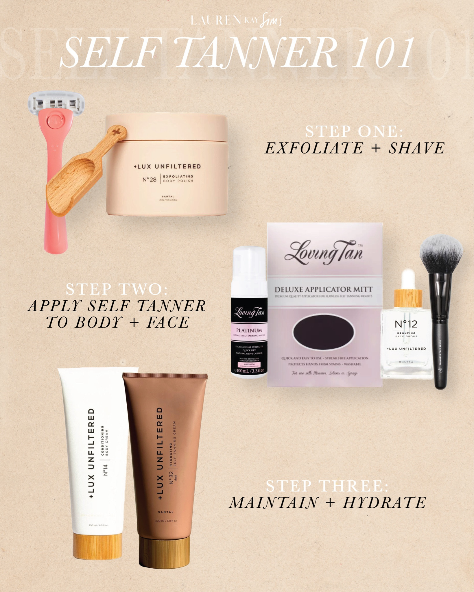 all of the products i use in my weekly self tanner routine 🤎 #selftanner #selftan 

#LTKbeauty