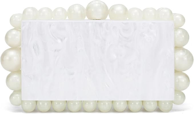 HIYOLALA Acrylic Evening Clutch Bag for Women Marble Handbag Pearl Clutch Purses for Formal Weddi... | Amazon (US)