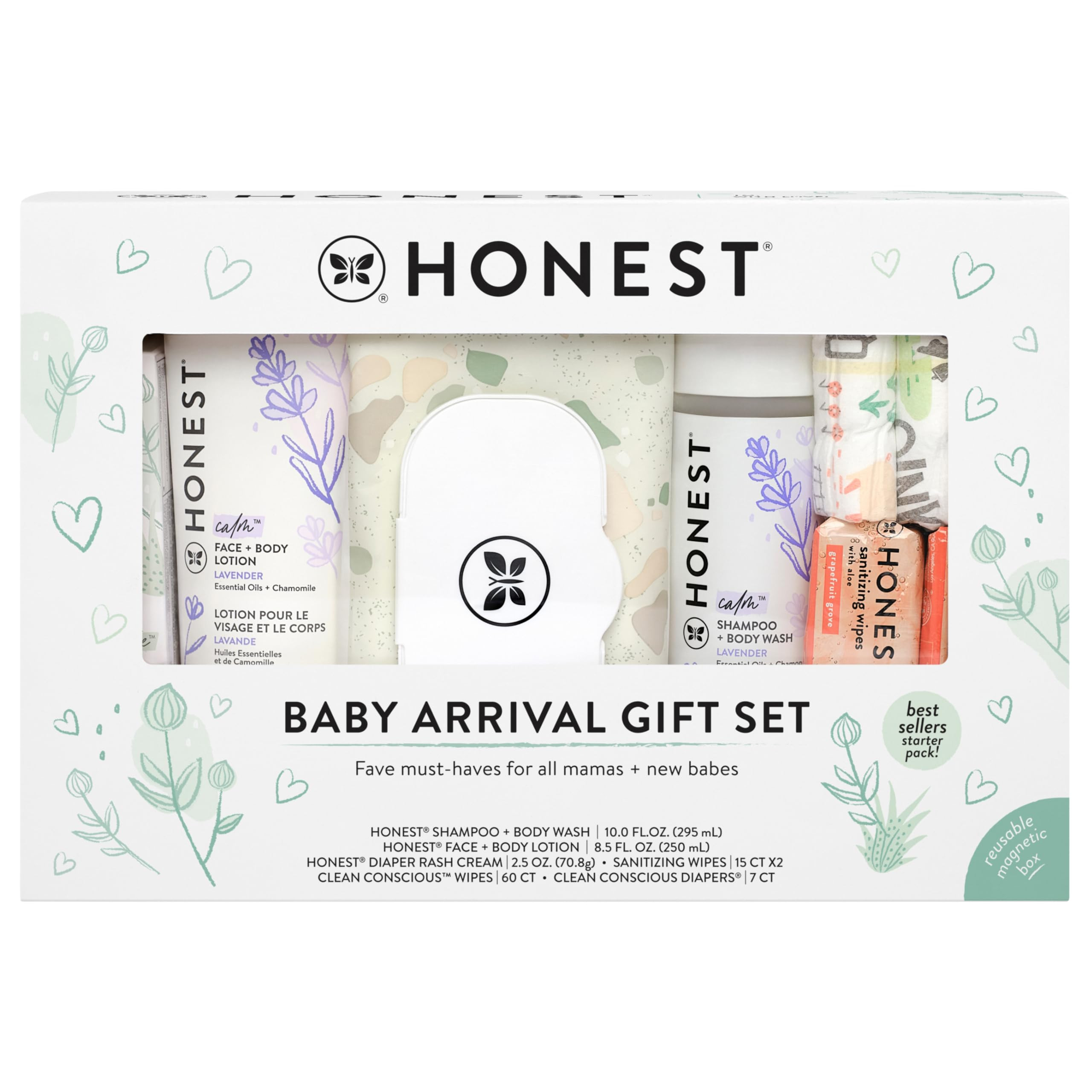 The Honest Company Baby Arrival Gift Set | Newborn Essentials Welcome Box | Diapers, Wipes, Perso... | Amazon (US)