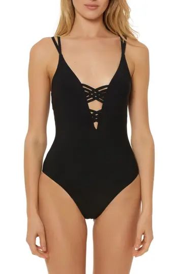 Women's Red Carter Strappy Plunge One-Piece Swimsuit | Nordstrom