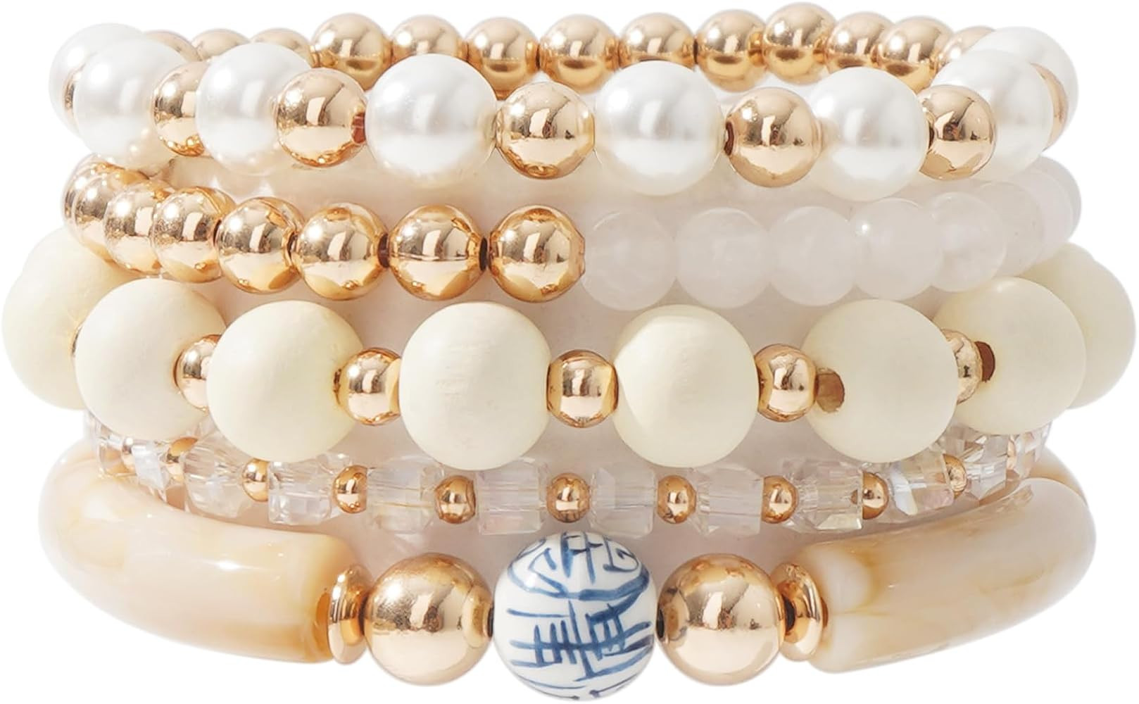 Sajidos Bamboo Tube Bangle Bracelets for Women Stacking Chunky Colorful Acrylic Beads Stretch Bra... | Amazon (US)