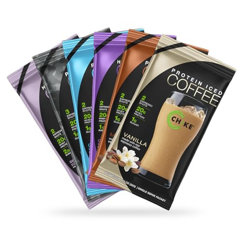 Chike High Protein Iced Coffee Sampler Pack, 20 G Protein, 2 Shots Espresso, 1 G Sugar, Keto Friendly and Gluten Free, 6 Single Serve Packets (packaging may vary) | Amazon (US)