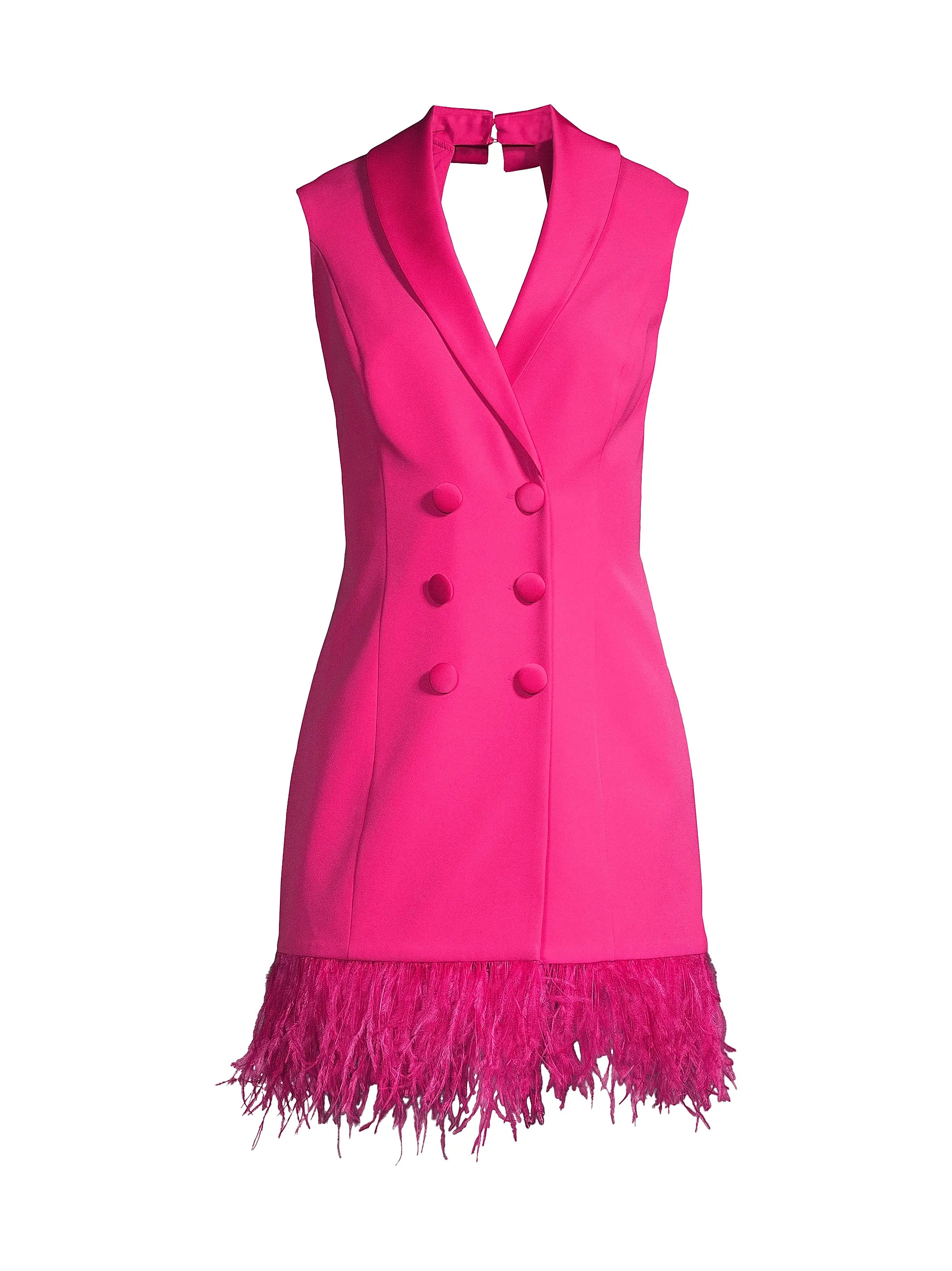 Feathered Stretch Crepe Blazer Dress | Saks Fifth Avenue