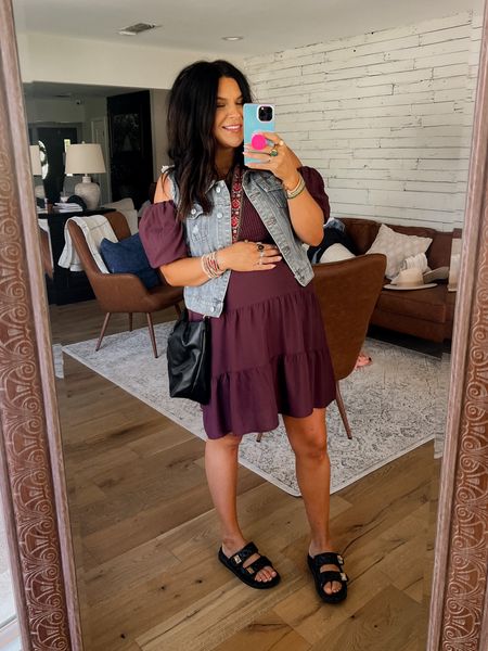 Boho western bump outfit
Dress: XL (sized up for the bump otherwise get your true size)
Denim vest: Large
Sandals are old, bag is old, but linked up the bag strap and similar bag options 

#LTKstyletip #LTKbump #LTKunder50