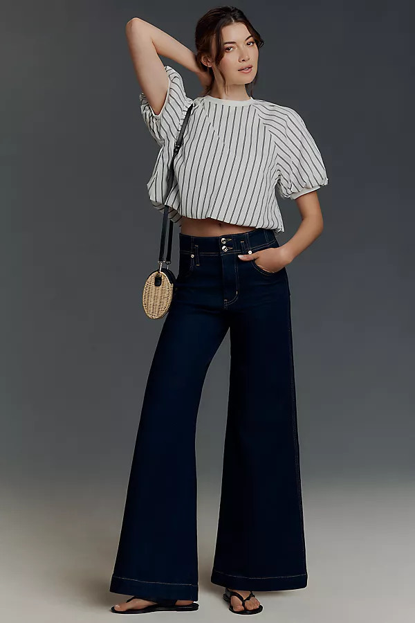 FRAME The Seamed High-Rise Wide-Leg Trouser Jeans | Anthropologie (US)