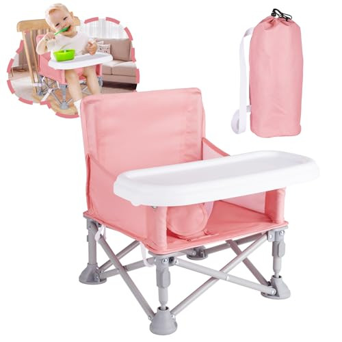 Portable Baby Chair, Folding Booster Seat with Tray for Dining Table Compact Camping Chair for La... | Amazon (US)