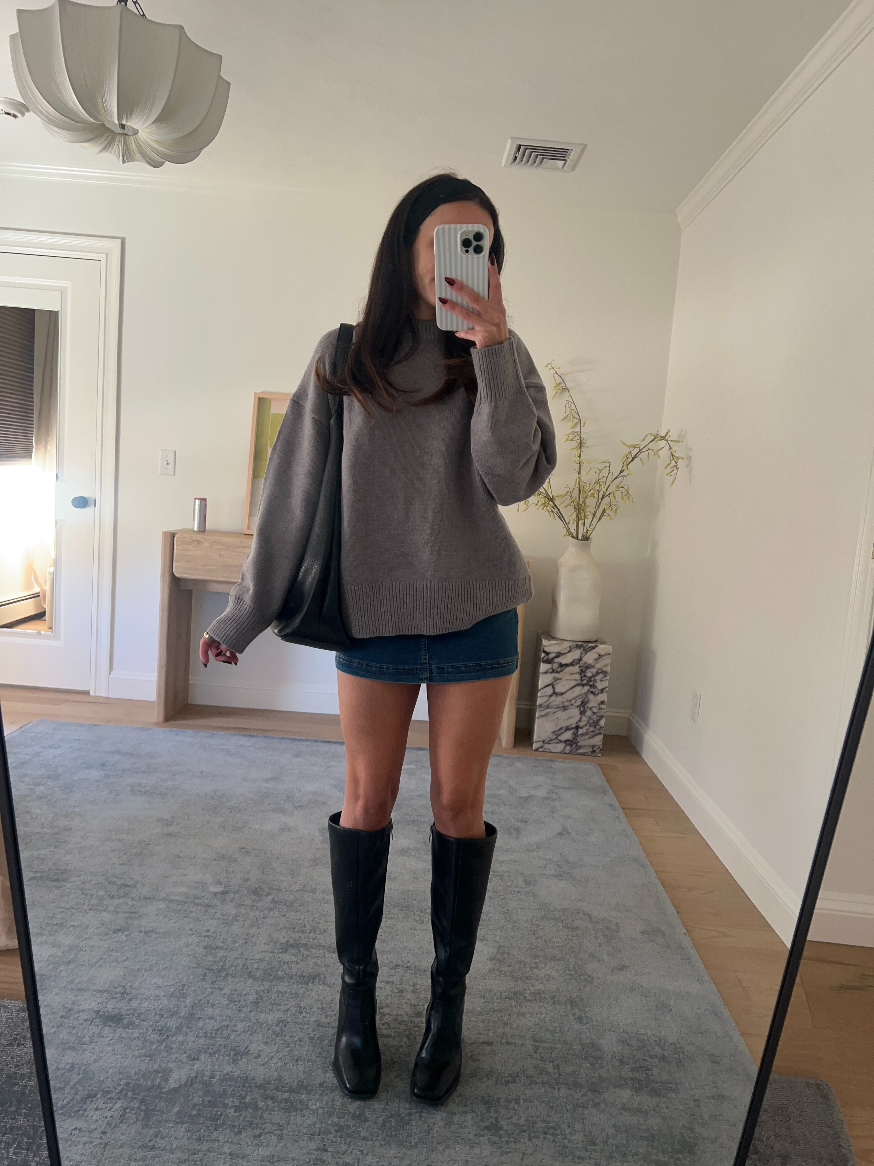 Fall outfit! skort wearing S, sweater in S, boots tts 

 