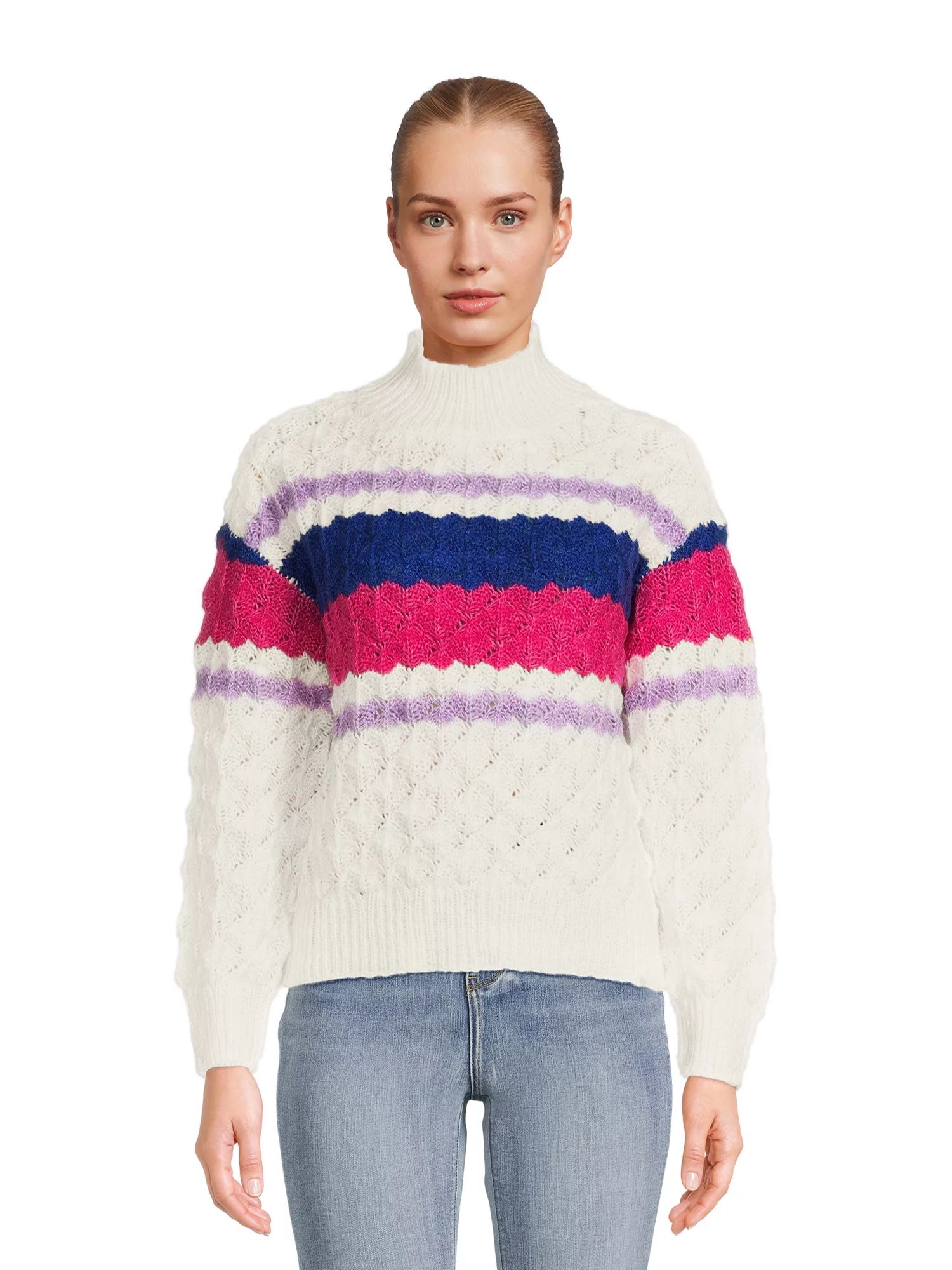 99 Jane Street Women's Mock Neck Pullover Sweater with Long Sleeves, Midweight, Sizes XS-XXXL | Walmart (US)