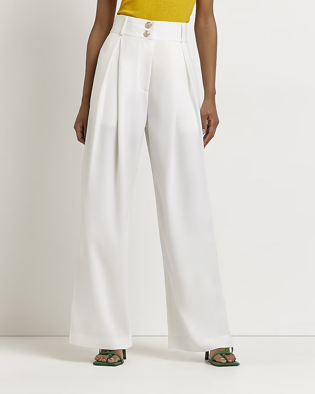 White wide leg pleated trousers | River Island (UK & IE)