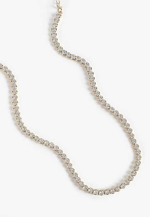 Gold Plated Tennis Necklace | Maurices