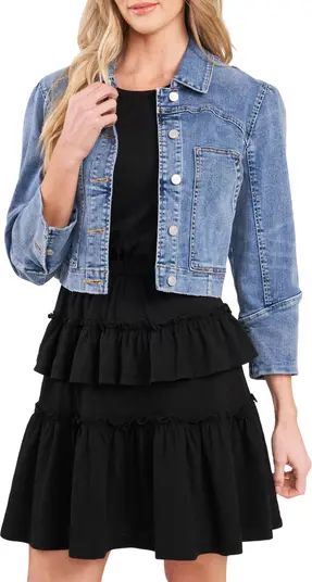 Puff Sleeve Crop Denim Trucker Jacket | Nordstrom