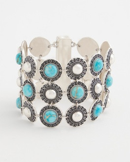 Turquoise and Silver Cab Bracelet | Chico's