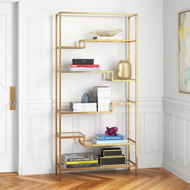 Savion 74'' H x 36'' W Steel Geometric Bookcase | Wayfair North America
