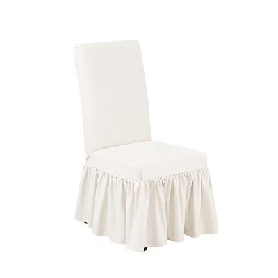 Essential Twill Ruffle Dining Room Chair Slipcover White - Sure Fit | Target