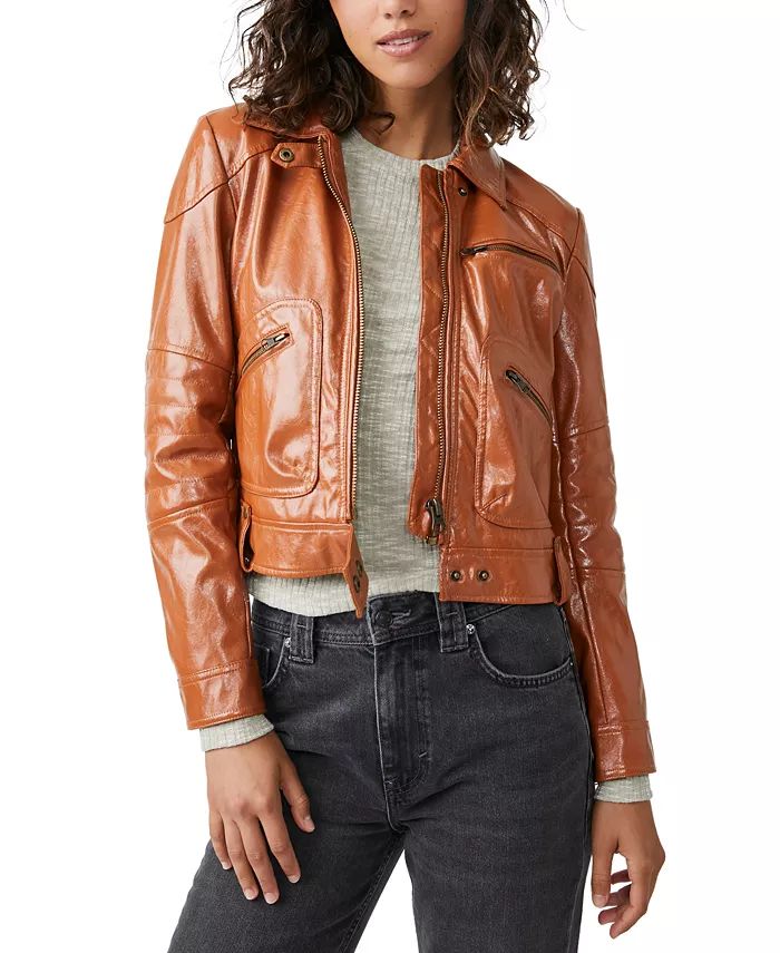 Free People Women's Josie Faux-Leather Moto Jacket & Reviews - Coats & Jackets - Women - Macy's | Macys (US)