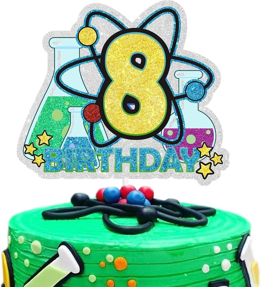 Science Happy 8th Birthday Cake Topper Chemistry Theme Cake Decorations Boys Girls Birthday Party... | Amazon (US)