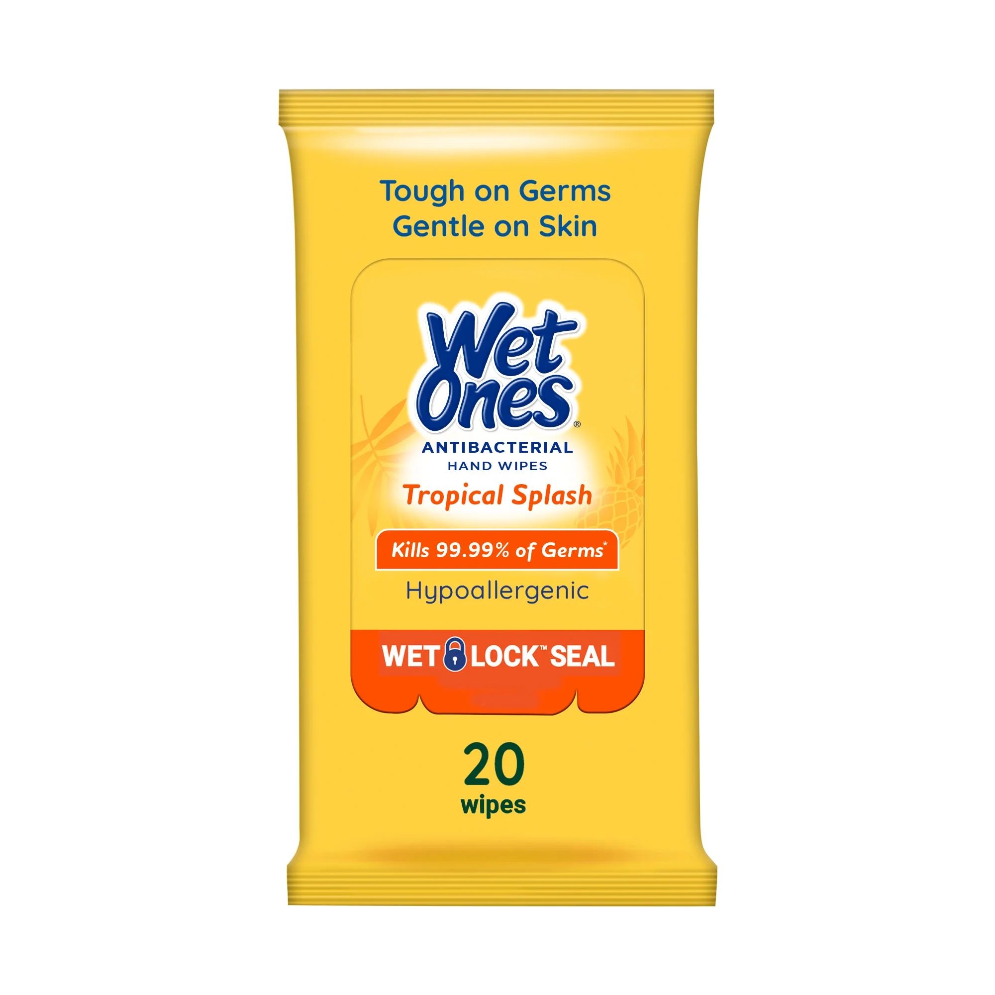 Wet Ones Antibacterial Tropical Splash Scent Hand Wipes 20 Ct Travel Pack, Hypoallergenic, Kills ... | Walmart (US)