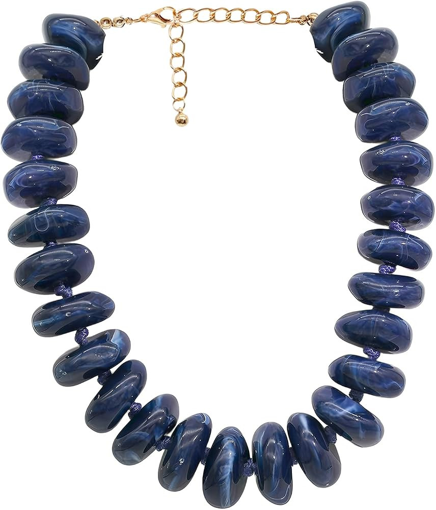 Chunky Oversized Beaded Necklace for Women Large Irregular Multi-Color Bead Choker Necklaces Big ... | Amazon (US)