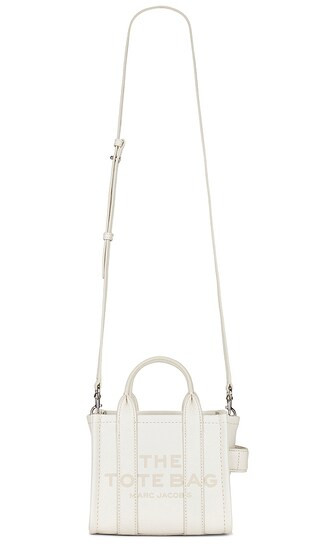 The Leather Mini Tote Bag in Cotton & Silver | Revolve Clothing (Global)