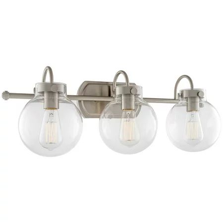 Kira Home Noelle 26"" Modern 3-Light Vanity/Bathroom Light + Clear Glass Globe Shades, Brushed Nicke | Walmart (US)