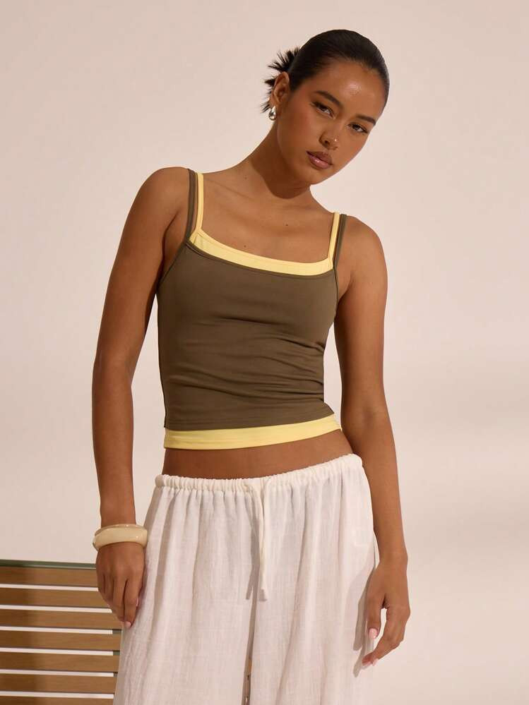 MUSERA Double Layer Strappy Spaghetti Strap Top Vacation Boho Ibiza Elegant Beach Cute. Beach House Festival Holiday Fall Back To School Autumn Winter | SHEIN
