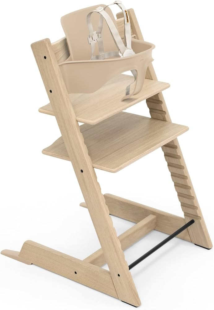 Stokke Tripp Trapp Oak High Chair 2, Natural - Includes Chair + Baby Set with Removable Harness f... | Amazon (US)
