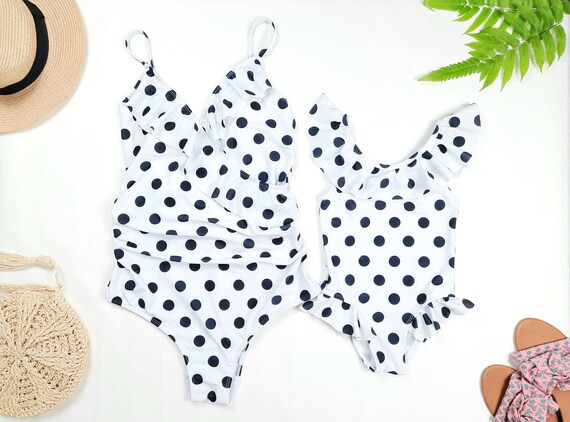Mommy and me Outfit, Polka dot Swimsuit, Mommy and me Swimsuit, matching mother daughter swimsuit... | Etsy (US)