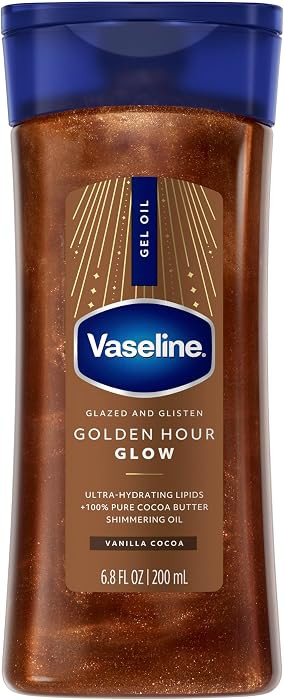 Vaseline Glazed and Glisten Golden Hour Body Gel Oil Glow Vanilla Cocoa Shimmering with Ultra-Hyd... | Amazon (US)