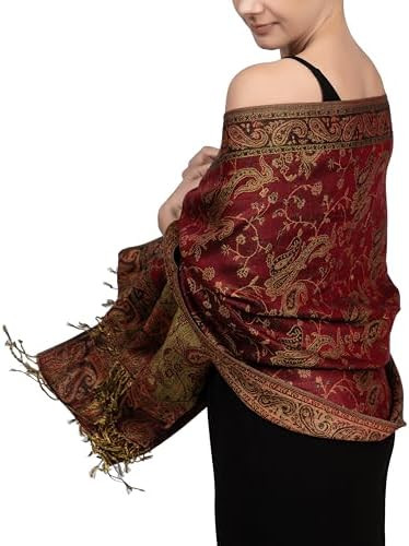 Achillea Reversible Paisley Pashmina Rave Scarf – Exotic Indian Shawls and Wraps for Evening Dr... | Amazon (US)