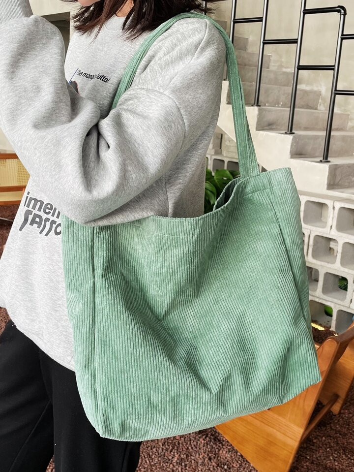 Minimalist Corduroy Shopper Bag | SHEIN