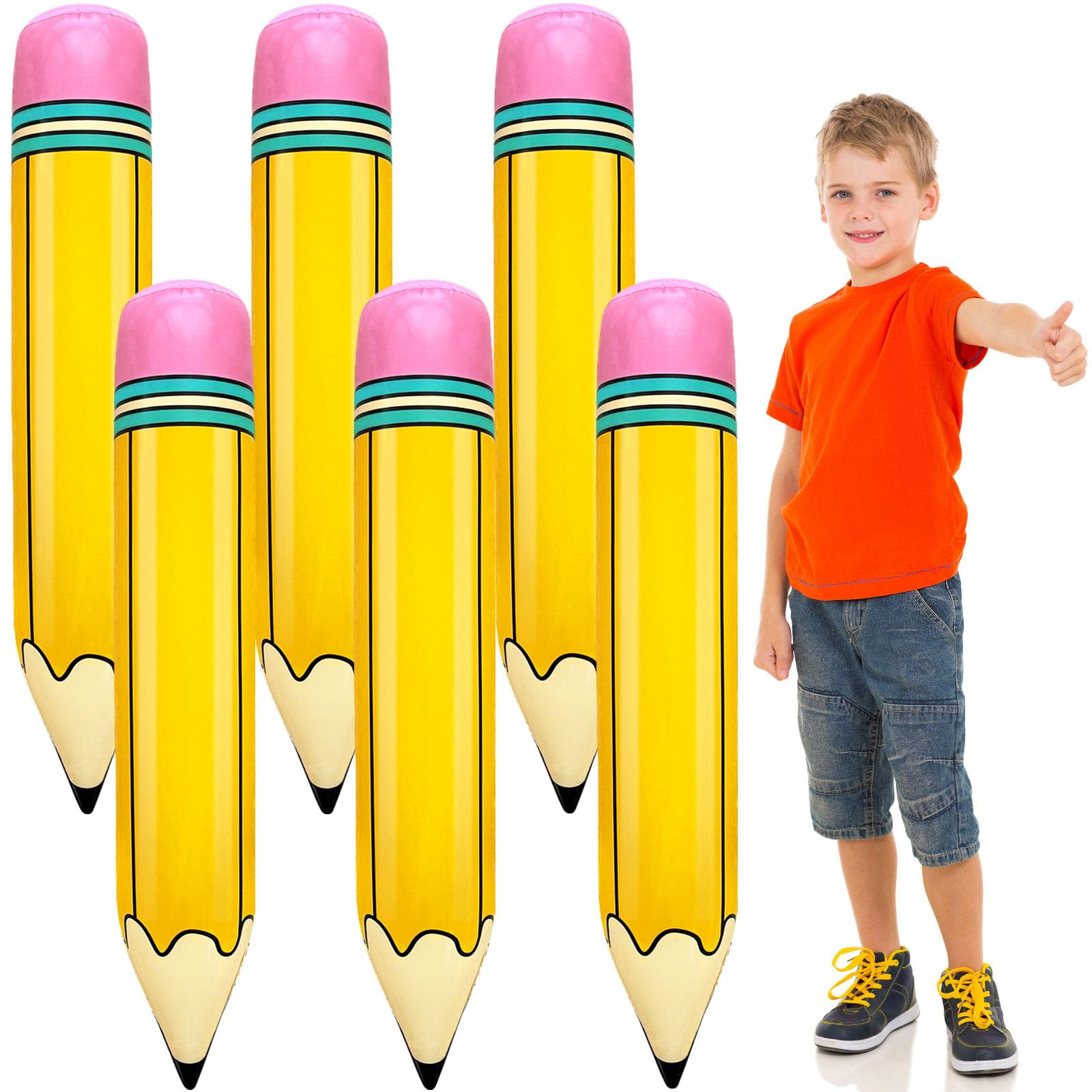 6 PCS 27 Inch Large Inflatable Pencil,Blow up Pencil Balloon,Back to School Graduation Decor for ... | Amazon (US)