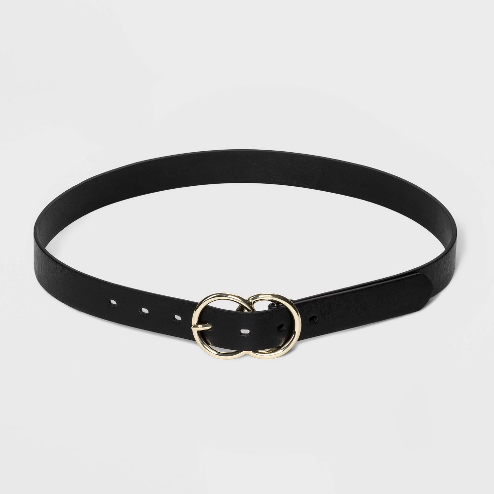Women's Double Buckle Belt - A New Day Black S | Target