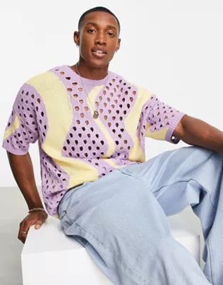 ASOS DESIGN crochet pastel t-shirt in lilac  | ASOS | ASOS (Global)