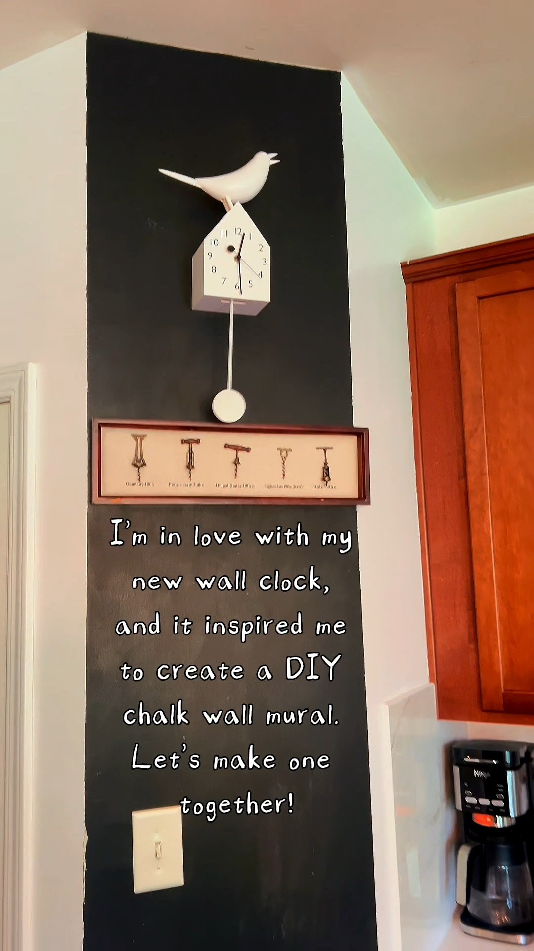 This wall clock just revived my kitchen.
I decided to create a wall mural on my chalkboard wall. Love how it turns out! I’m officially obsessed! ⏰🕊️☕️

#LTKHome