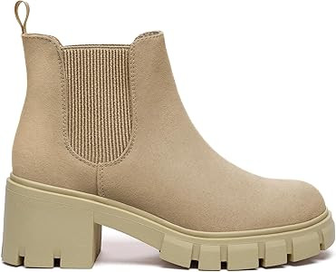 Gvimenos Women's Chelsea Boots Fashion Platform Ankle Booties Low Heel Slip-On Elastic Gore Lug S... | Amazon (CA)
