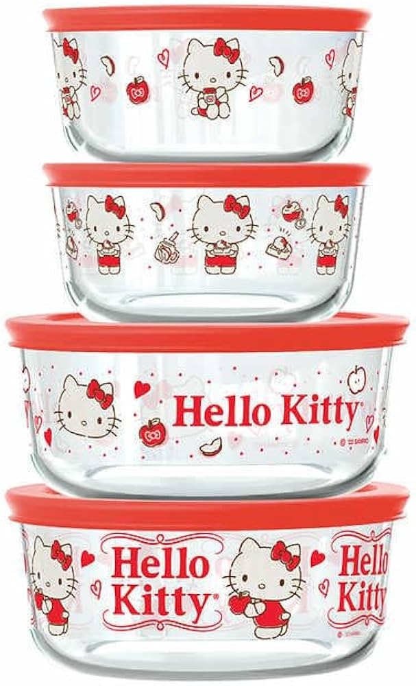 Pyrex 8-Piece Decorated Hello Kitty Glass Food Storage Set, 1459394 | Amazon (US)