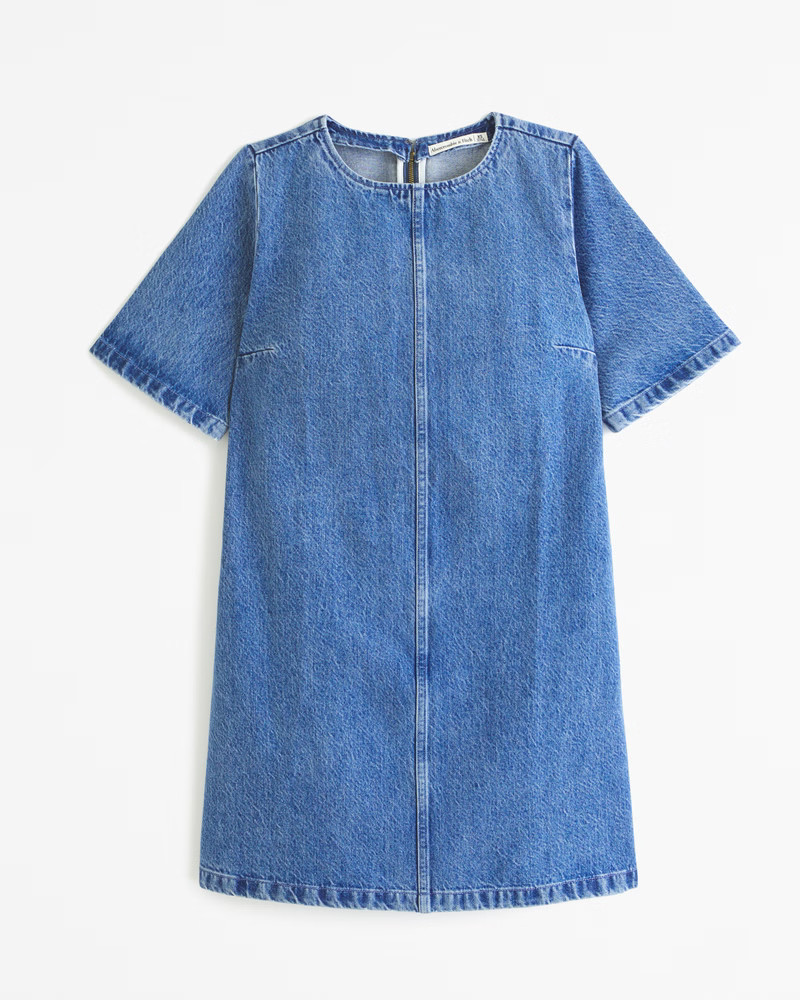 Women's Short-Sleeve Denim Shirt Dress | Women's Dresses & Jumpsuits | Abercrombie.com | Abercrombie & Fitch (US)