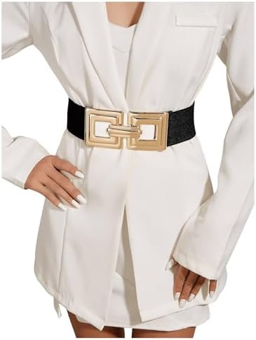 Floerns Women's Wide Elastic Belt Vintage Leopard Square Symmetrical Buckle Belt | Amazon (CA)