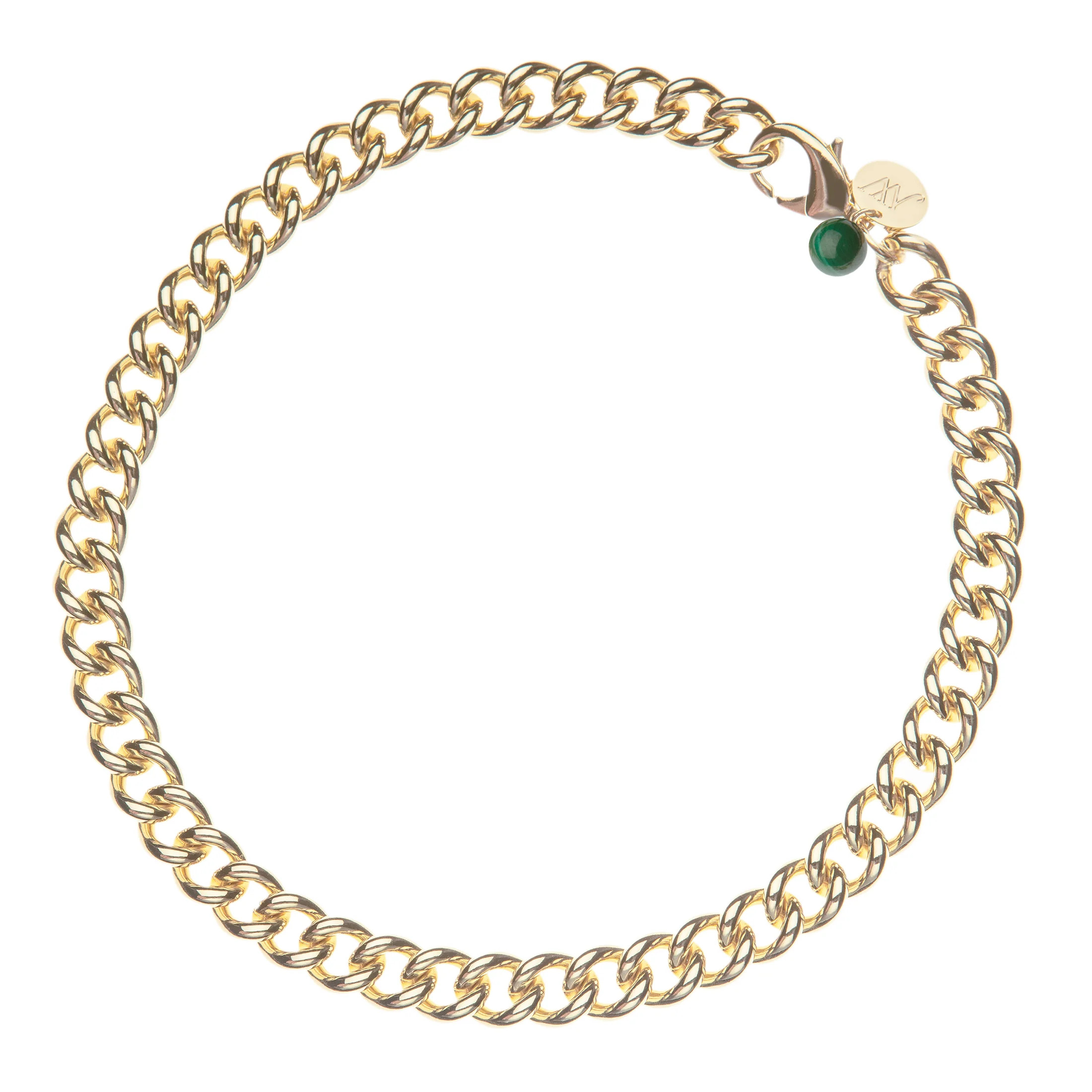 Curb Chain with Malachite Bead | Jane Win
