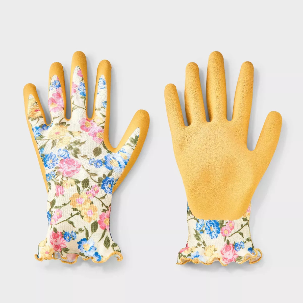 Floral Print Garden Pull-On Gloves - A New Day™ Blue S/M: Recycled Polyester, Midweight Knit, U... | Target