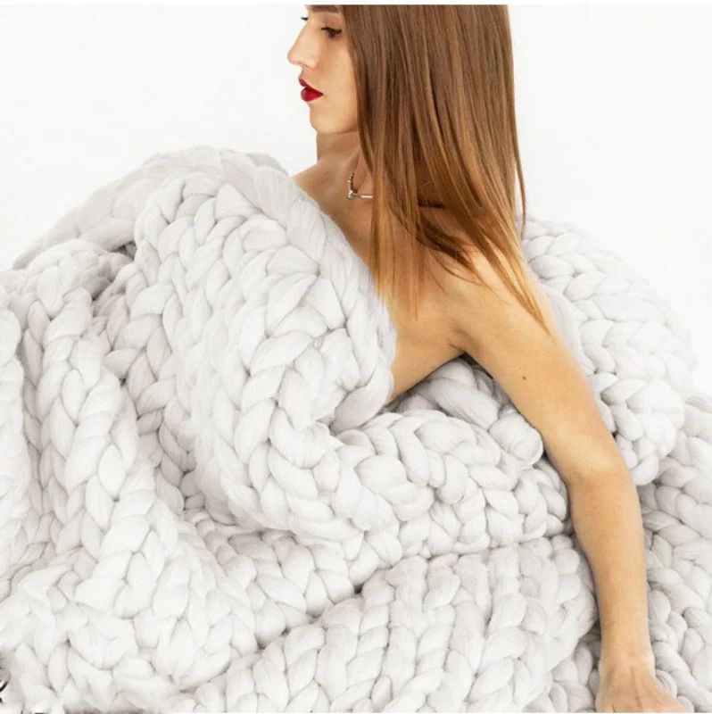 Soft Warm Hand Chunky Knit Blanket Thick Yarn Bulky Bed Sofa Spread Throw Winter 5 Colors，3 siz... | Walmart (US)