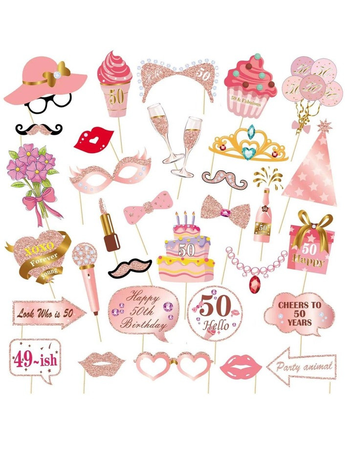 33pcs/Set Birthday Party Photobooth Prop, Creative Paper Photo Booth Accessory For Party,Christma... | SHEIN