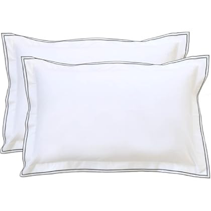 Luxury 400-Thread-Count Egyptian Cotton Embroidered Pillow Shams Solid Pattern with Beautiful 2-S... | Amazon (US)