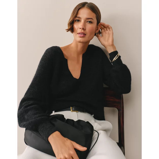 Deep V-Neck Jumper with Mohair | The White Company UK & ROW
