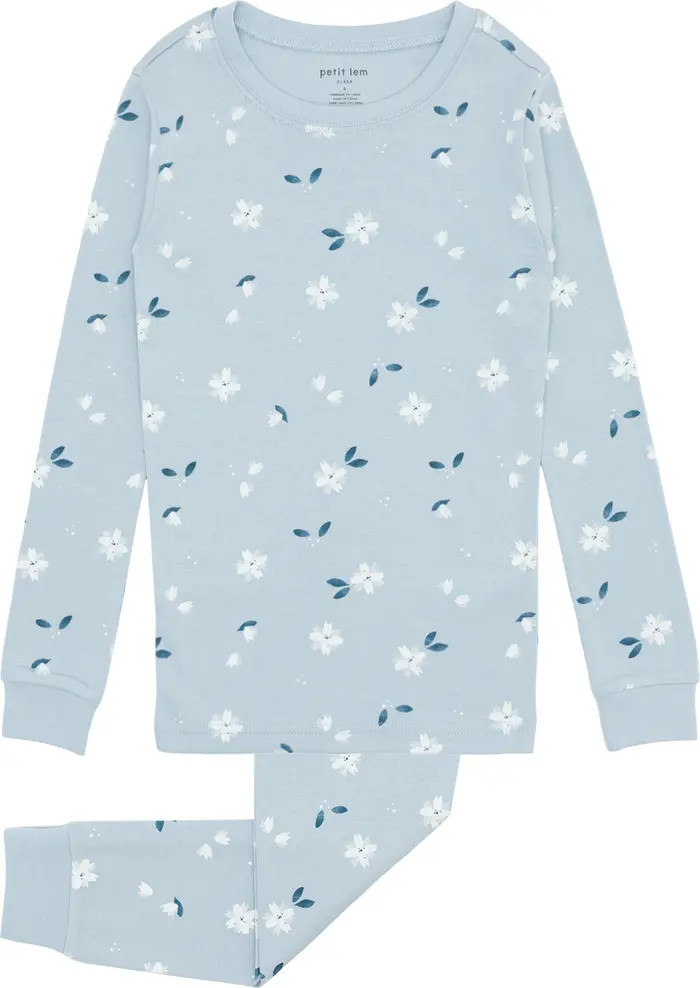 Lily Print Fitted Organic Cotton Two-Piece Pajamas | Nordstrom